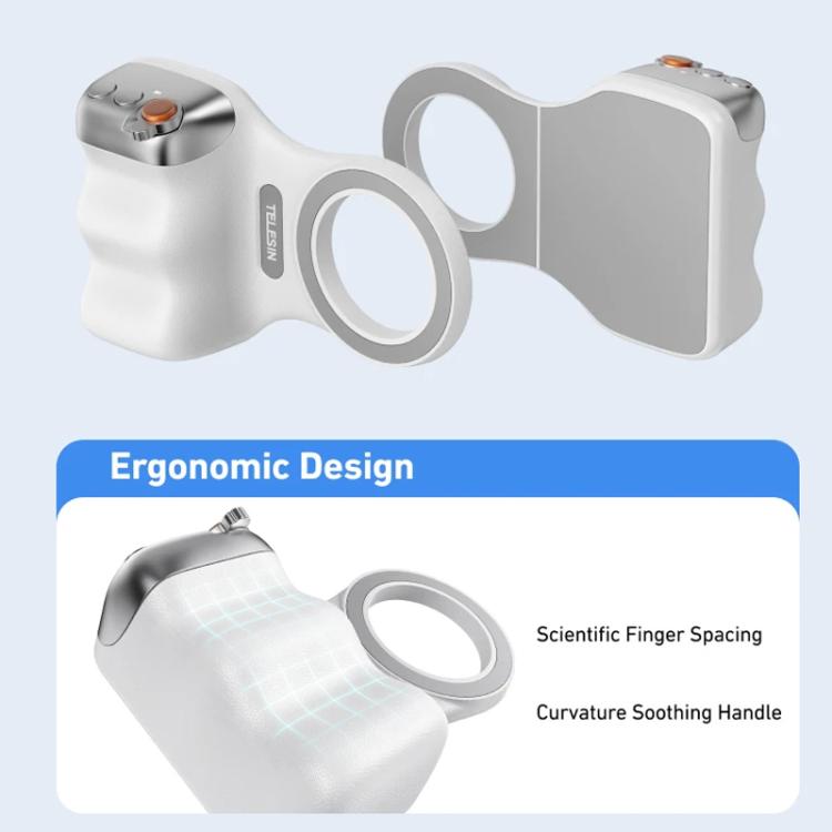 Empuñadura magnética para cámara TELESIN P1-MP-10 con control remoto Bluetooth y mango para teléfono móvil., P1-MP-10 White, P1-MP-10 Black