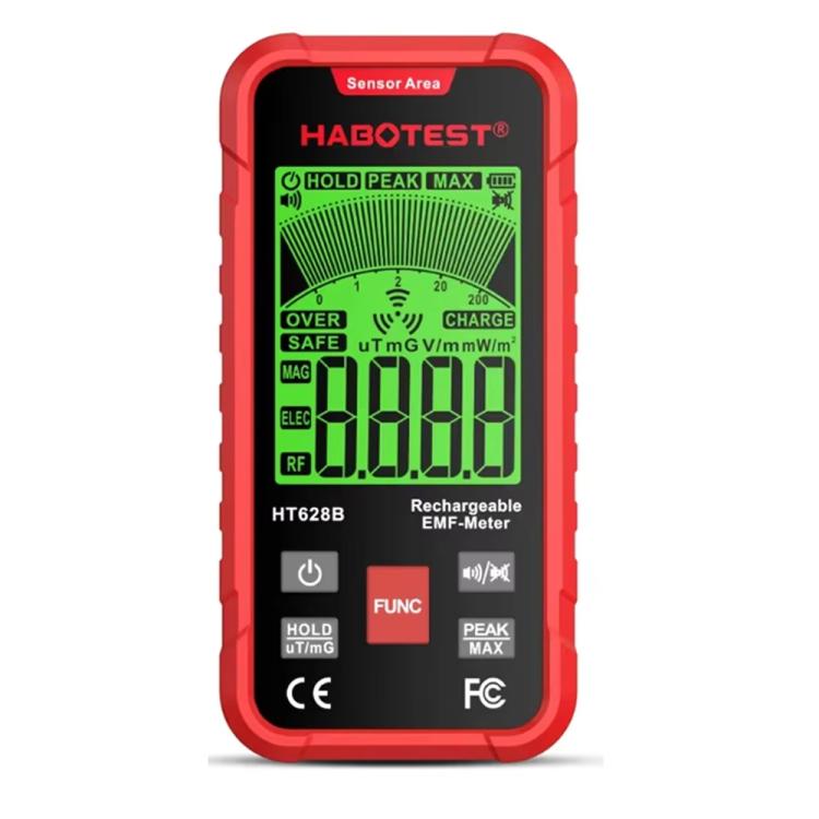 Medidor de campos electromagnéticos (CEM) multifásico HABOTEST HT628B, recargable., HT628B