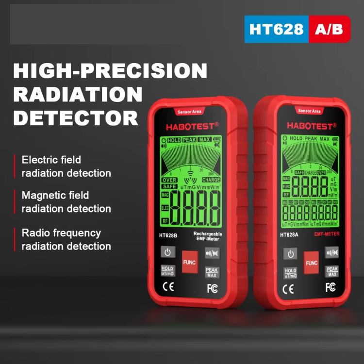 Medidor de campos electromagnéticos (CEM) multifásico HABOTEST HT628B, recargable., HT628B
