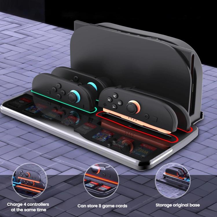 Base de carga ultradelgada para mando de Nintendo Switch 2 con almacenamiento para 8 tarjetas de juego., UT01 Charging Dock