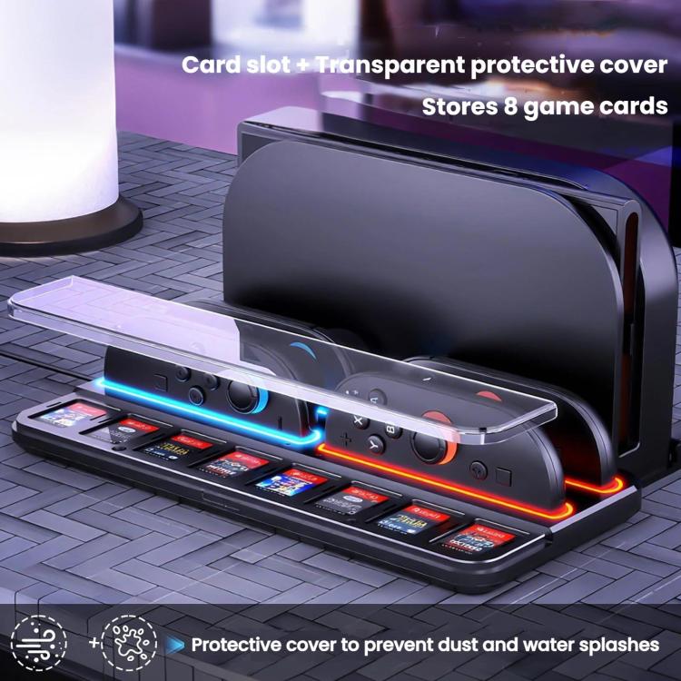 Base de carga ultradelgada para mando de Nintendo Switch 2 con almacenamiento para 8 tarjetas de juego., UT01 Charging Dock