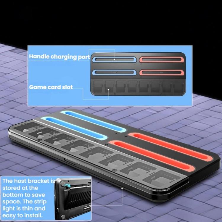 Base de carga ultradelgada para mando de Nintendo Switch 2 con almacenamiento para 8 tarjetas de juego., UT01 Charging Dock