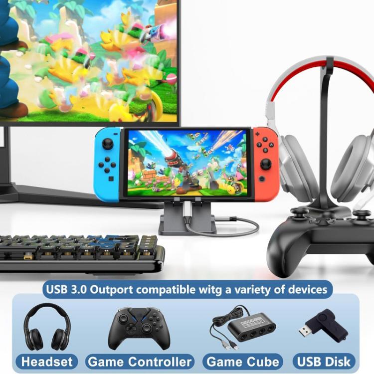 Base convertidora de vídeo HD 3 en 1 para consola de juegos Nintendo Switch / Switch 2 / Switch OLED, base de expansión para duplicación de pantalla de TV., Expansion Dock