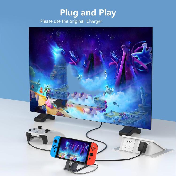 Base convertidora de vídeo HD 3 en 1 para consola de juegos Nintendo Switch / Switch 2 / Switch OLED, base de expansión para duplicación de pantalla de TV., Expansion Dock