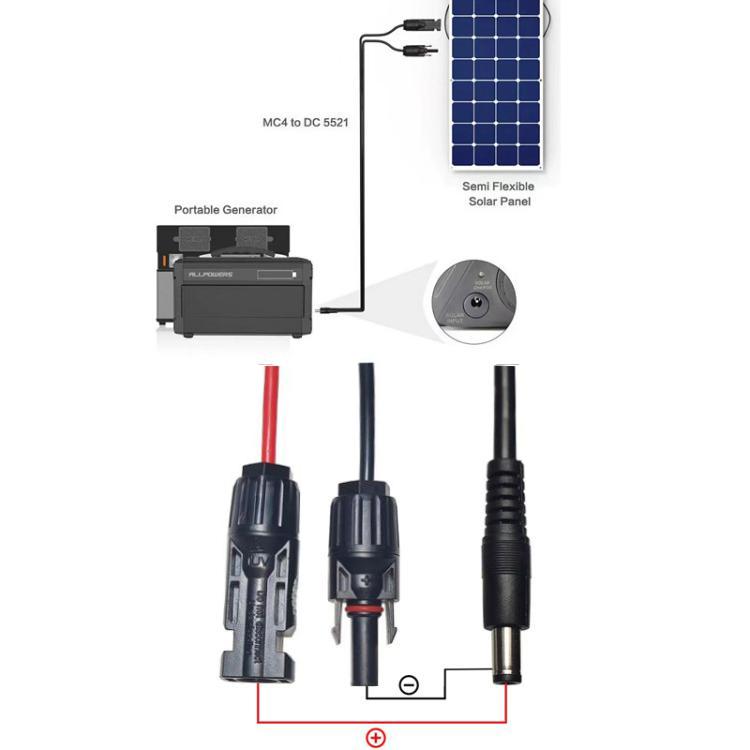 Cable de carga para paneles solares MC4 a DC5521 para estaciones de energía portátiles, MC4 To DC5521
