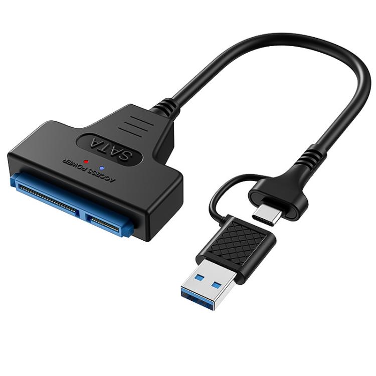 Cable adaptador USB 3.0/USB-C a SATA de 22 pines para discos duros/SSD de portátiles de 2,5 pulgadas, 25cm