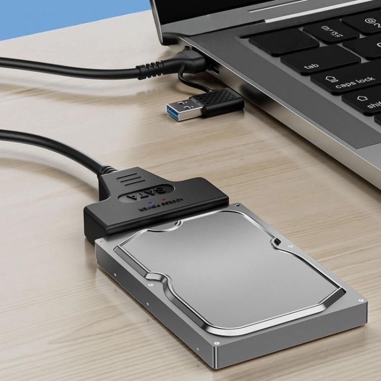 Cable adaptador USB 3.0/USB-C a SATA de 22 pines para discos duros/SSD de portátiles de 2,5 pulgadas, 25cm