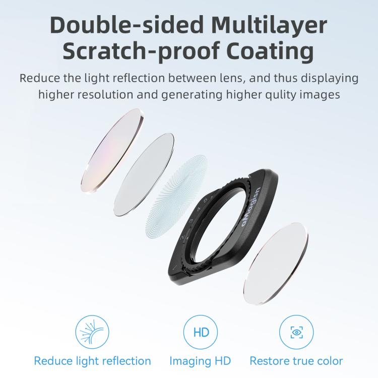 Filtros magnéticos ajustables aMagisn para lentes de cámara DJI Osmo Pocket 3, CPL, ND 1 To 5 Gear, ND 6 To 10 Gear, Mist 1/4, ND4/16/64/256, ND1000