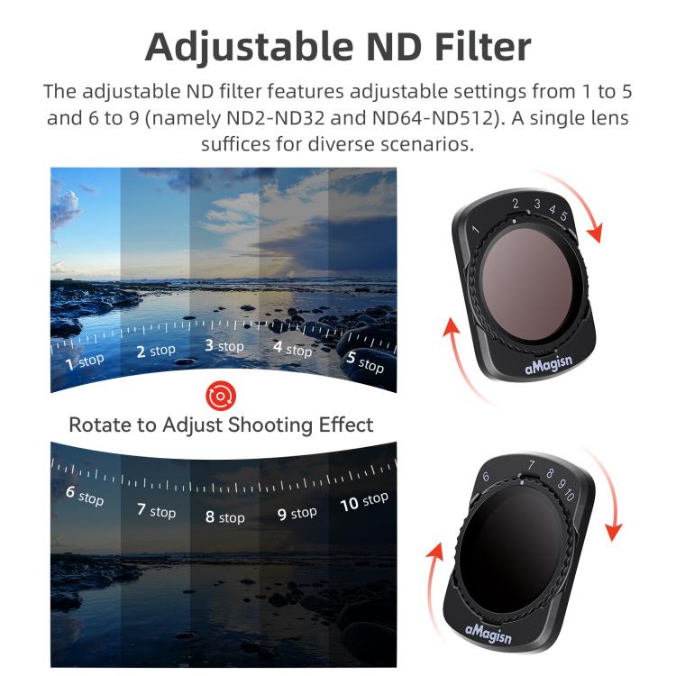 Filtros magnéticos ajustables aMagisn para lentes de cámara DJI Osmo Pocket 3, CPL, ND 1 To 5 Gear, ND 6 To 10 Gear, Mist 1/4, ND4/16/64/256, ND1000