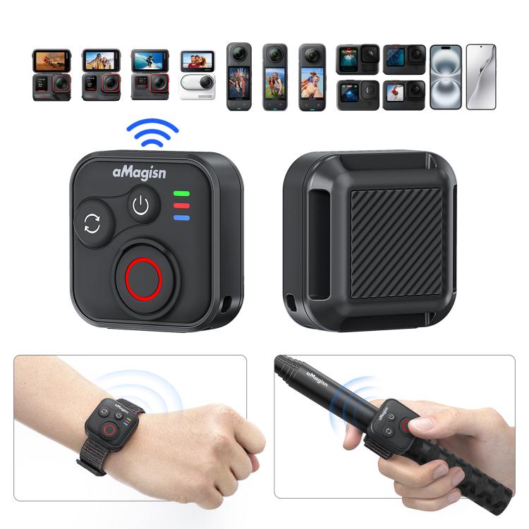Control remoto inalámbrico Bluetooth aMagisn para cámaras Insta360, GoPro Hero y teléfonos inteligentes - Alcance de 50 m, AM22