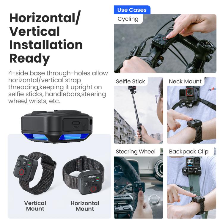Control remoto inalámbrico Bluetooth aMagisn para cámaras Insta360, GoPro Hero y teléfonos inteligentes - Alcance de 50 m, AM22