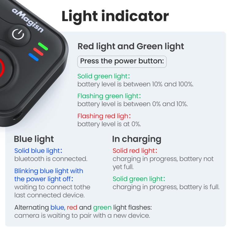 Control remoto inalámbrico Bluetooth aMagisn para cámaras Insta360, GoPro Hero y teléfonos inteligentes - Alcance de 50 m, AM22