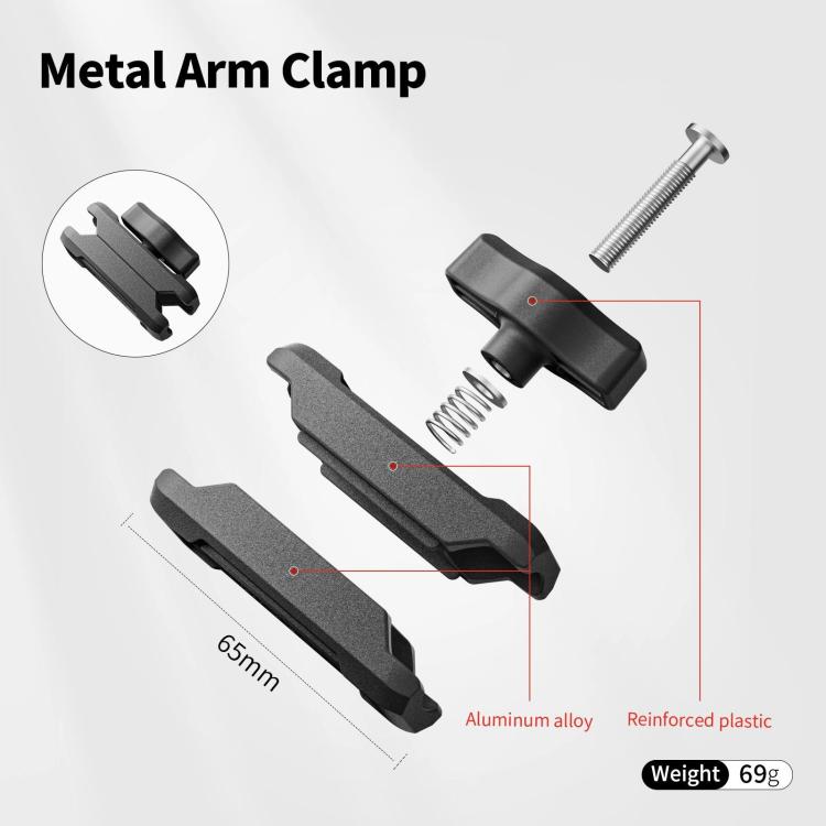 Base adhesiva con abrazadera de brazo metálico aMagisn y rótula de 1/4 de pulgada para cámaras Insta360, DJI y GoPro., Adhesive Base