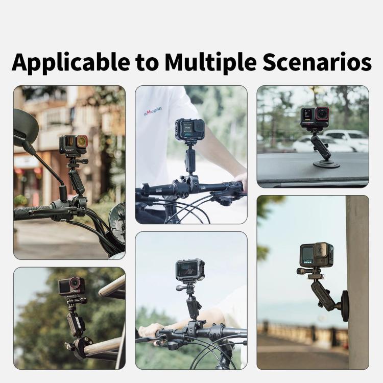 Base adhesiva con abrazadera de brazo metálico aMagisn y rótula de 1/4 de pulgada para cámaras Insta360, DJI y GoPro., Adhesive Base