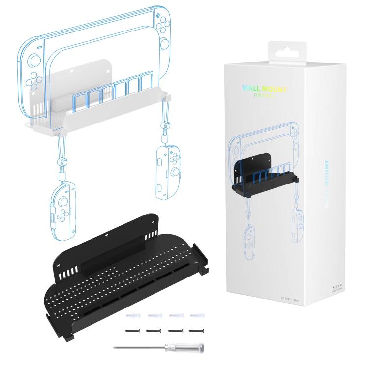 Soporte de pared para Nintendo Switch 2/Switch/Switch OLED y Joy-Con con almacenamiento para tarjetas de juego.