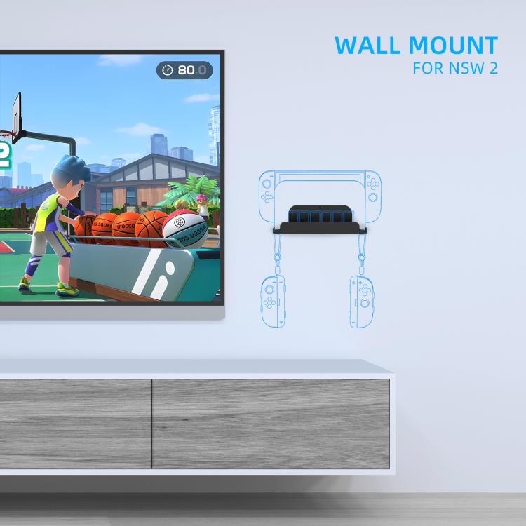 Soporte de pared para Nintendo Switch 2/Switch/Switch OLED y Joy-Con con almacenamiento para tarjetas de juego.