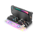 Base de carga con iluminación RGB para la consola Nintendo Switch 2 y los mandos Joy-Con, con 9 ranuras para tarjetas de juego., HBS-2804