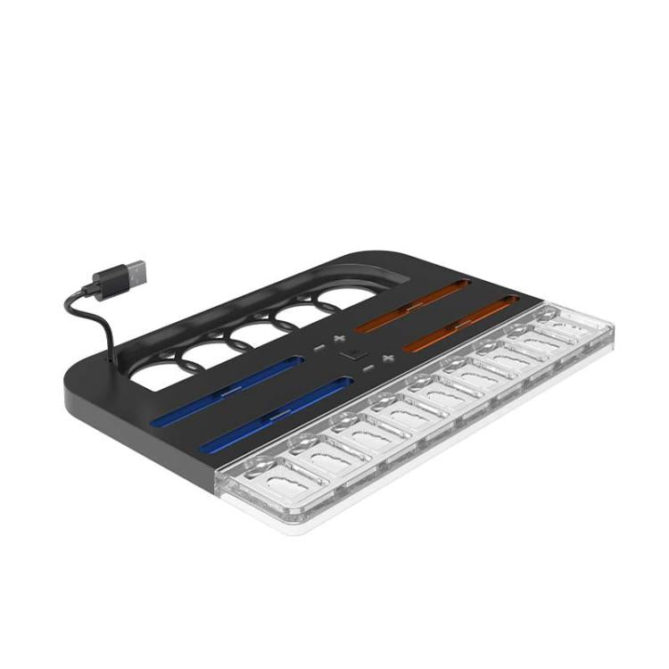 Base de carga con iluminación RGB para la consola Nintendo Switch 2 y los mandos Joy-Con, con 9 ranuras para tarjetas de juego., HBS-2804