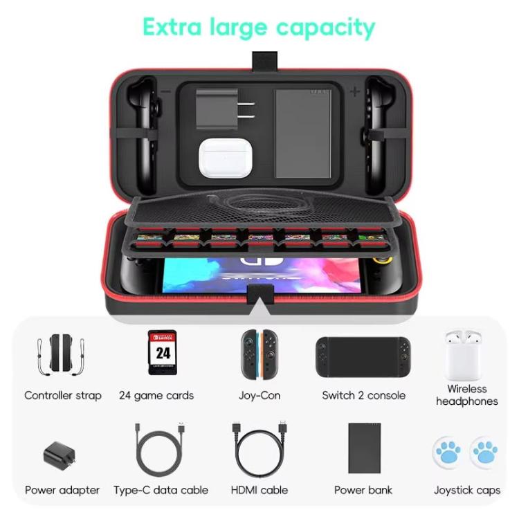 Estuche de transporte OIVO de gran capacidad de EVA con soporte integrado y 24 ranuras para tarjetas de juego para Nintendo Switch 2.