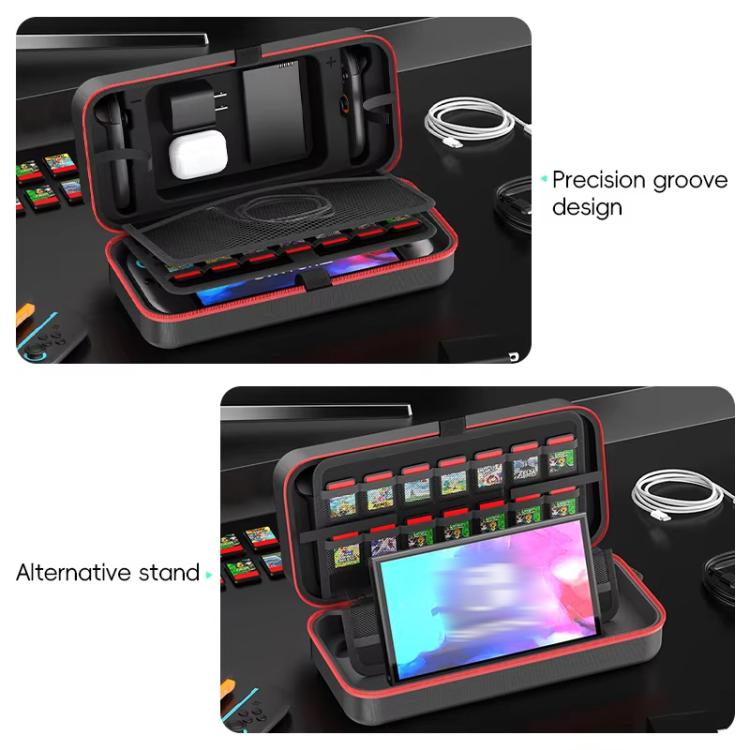 Estuche de transporte OIVO de gran capacidad de EVA con soporte integrado y 24 ranuras para tarjetas de juego para Nintendo Switch 2.