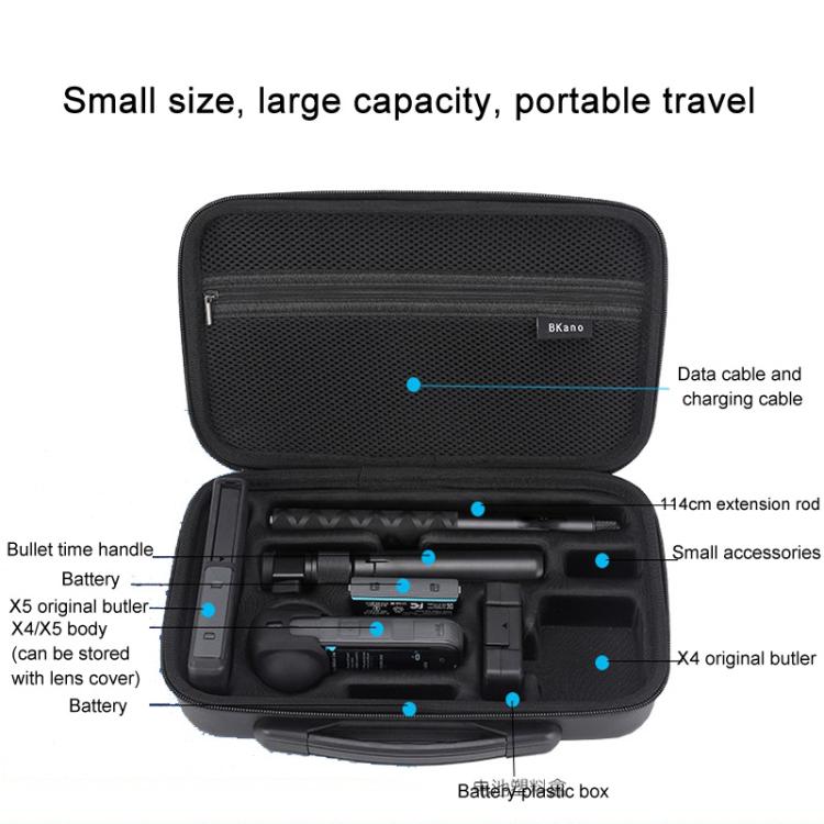 Bolso de hombro portátil de gran capacidad para Insta360 X5/X4 BKANO