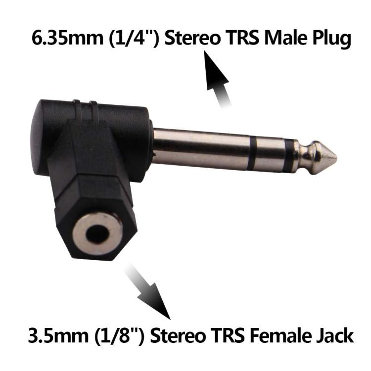 Adaptador de audio de 90 grados para auriculares y micrófono, de 6,35 mm a 3,5 mm, 6.35mm To 3.5mm