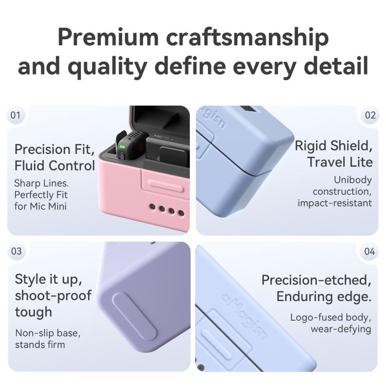 Funda protectora de silicona aMagisn MP01 para DJI Mic Mini, 3 In 1 Black, 3 In 1 Gray, 3 In 1 Pink, 3 In 1 Purple, 3 In 1 Blue, 4 In 1 Black, 4 In 1 Gray, 4 In 1 Pink, 4 In 1 Purple, 4 In 1 Blue