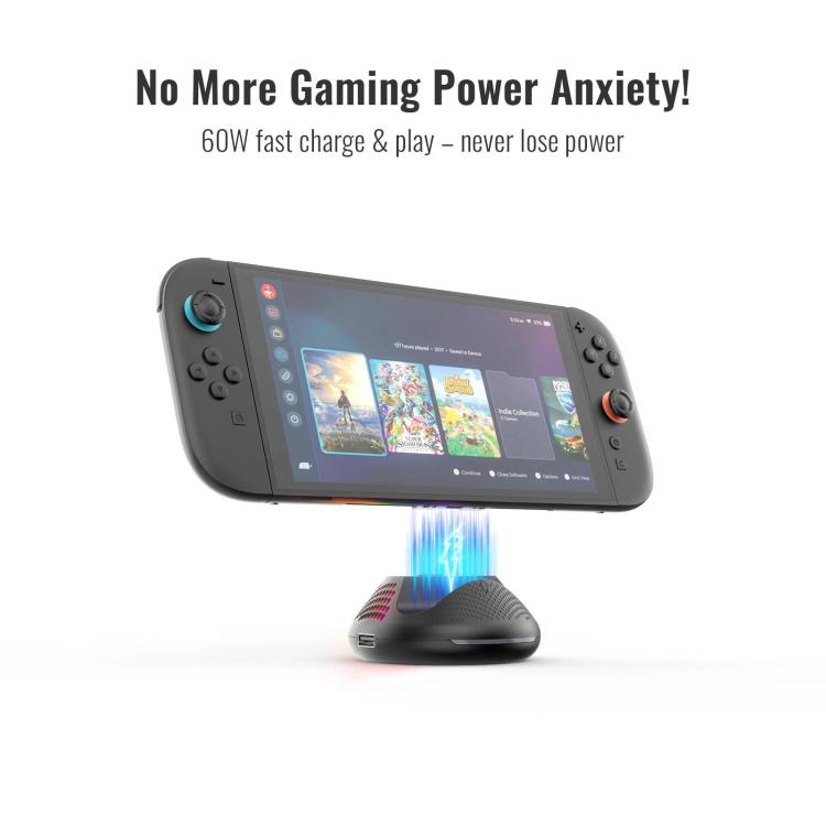 Base de TV JYS 4K 60Hz 5 en 1 con puerto Gigabit Ethernet e iluminación ambiental RGB para Nintendo Switch 2, JYS