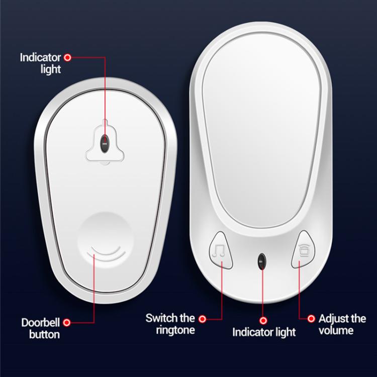 Timbre inalámbrico con control remoto electrónico inteligente ANENG Home, resistente al agua y al agua, One Press One Ring, One Press Two Rings, Two Presses One Ring
