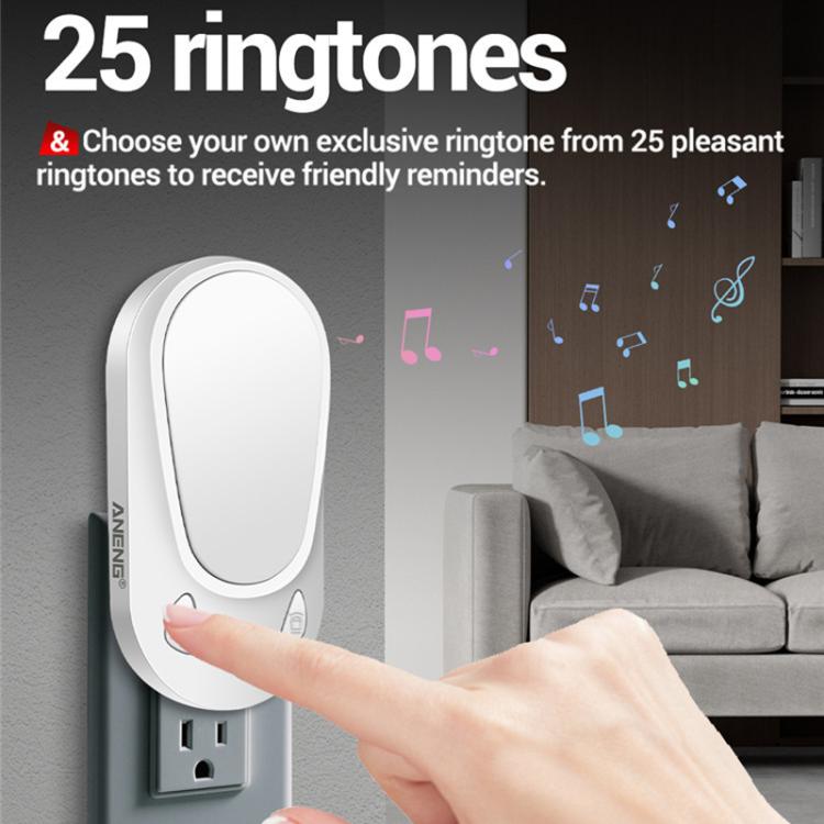 Timbre inalámbrico con control remoto electrónico inteligente ANENG Home, resistente al agua y al agua, One Press One Ring, One Press Two Rings, Two Presses One Ring