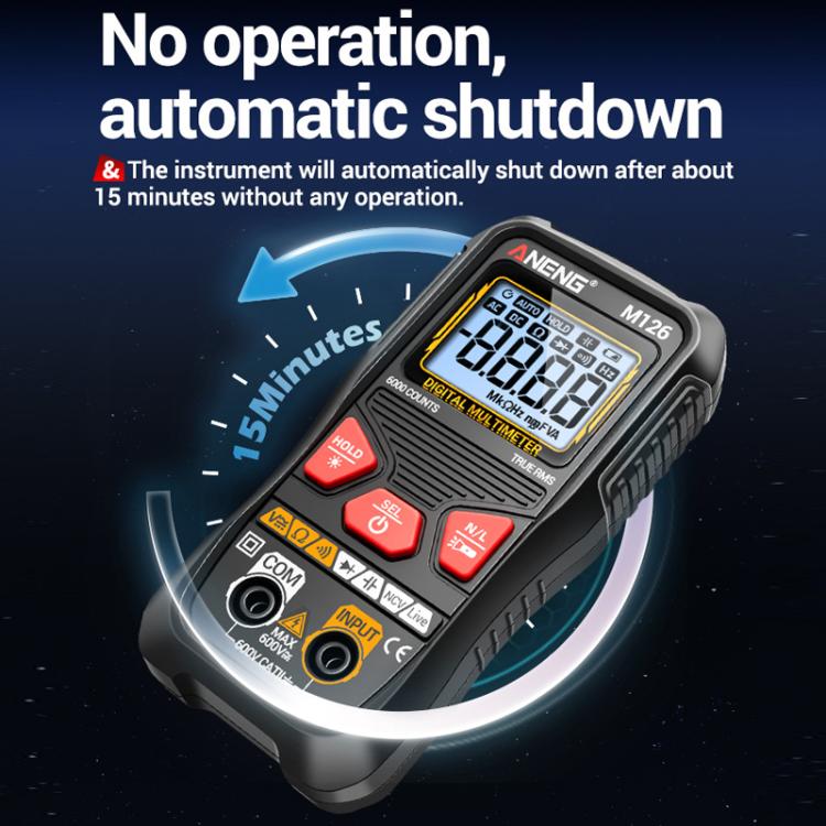 Multímetro digital automático ANENG con pantalla eléctrica anti-quemaduras, M126