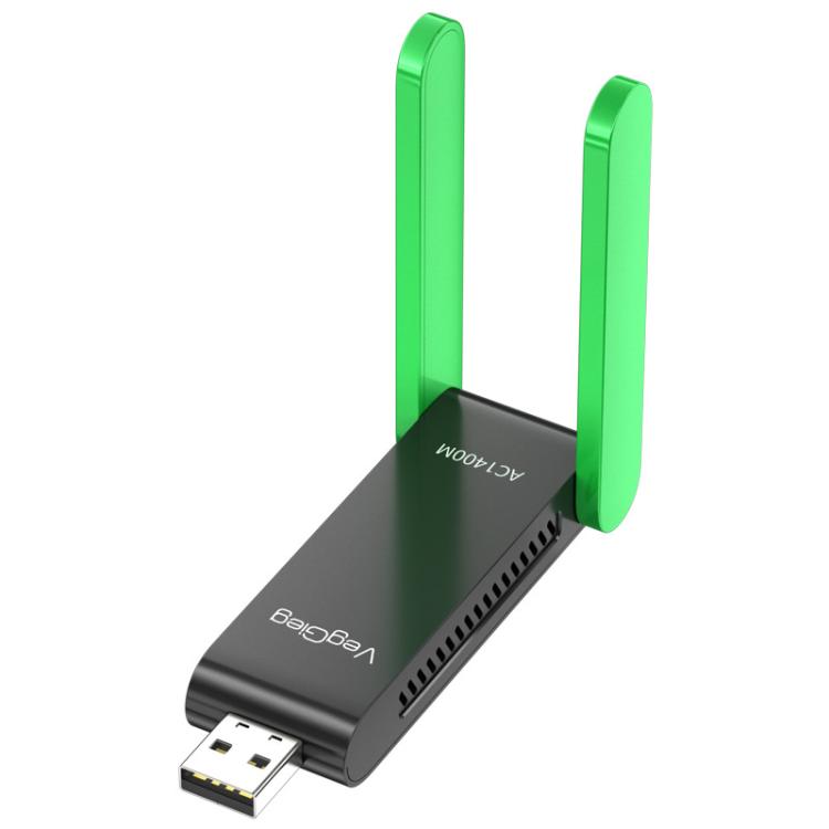 Adaptador inalámbrico USB VegGieg de doble banda WIFI 6 de 1400 Mbps, tarjeta de red sin necesidad de controladores para PC de escritorio/portátil.