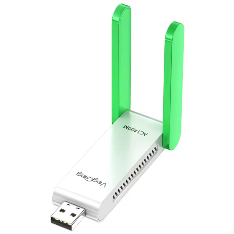 Adaptador inalámbrico USB VegGieg de doble banda WIFI 6 de 1400 Mbps, tarjeta de red sin necesidad de controladores para PC de escritorio/portátil.