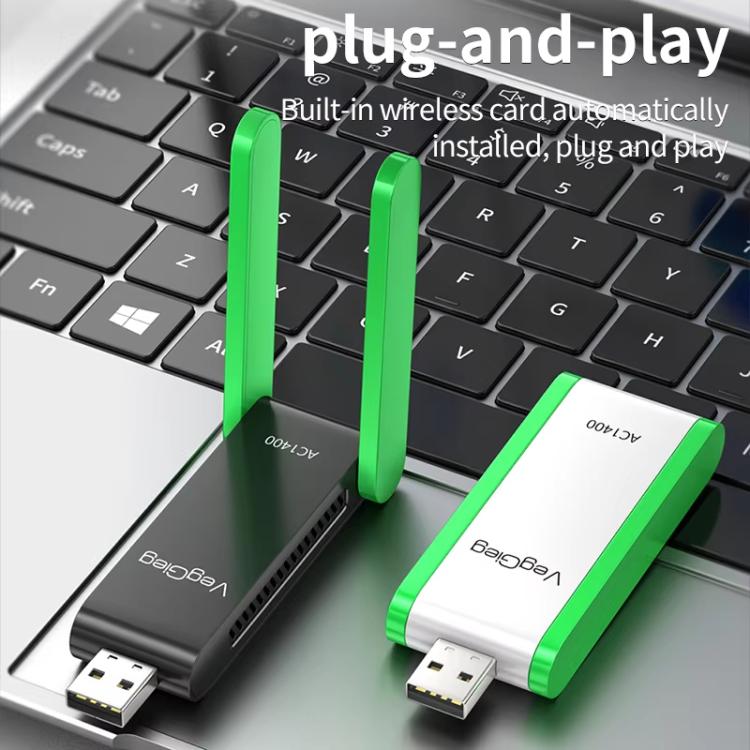 Adaptador inalámbrico USB VegGieg de doble banda WIFI 6 de 1400 Mbps, tarjeta de red sin necesidad de controladores para PC de escritorio/portátil.