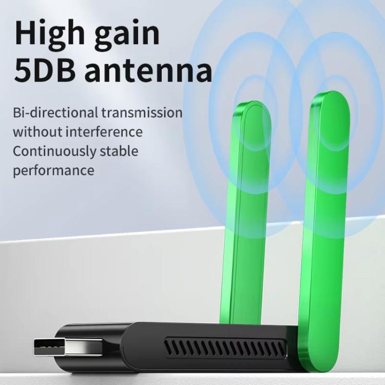 Adaptador inalámbrico USB VegGieg de doble banda WIFI 6 de 1400 Mbps, tarjeta de red sin necesidad de controladores para PC de escritorio/portátil.
