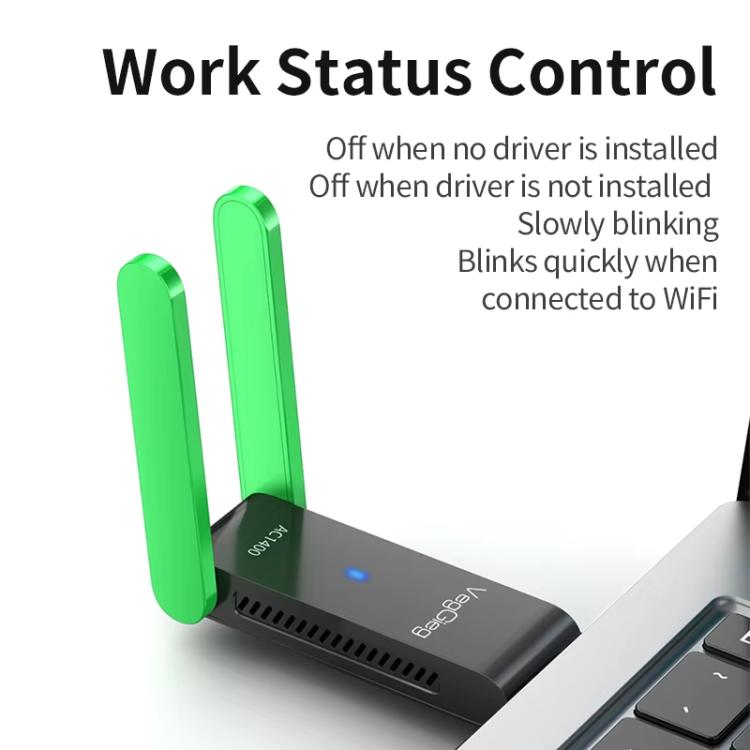 Adaptador inalámbrico USB VegGieg de doble banda WIFI 6 de 1400 Mbps, tarjeta de red sin necesidad de controladores para PC de escritorio/portátil.