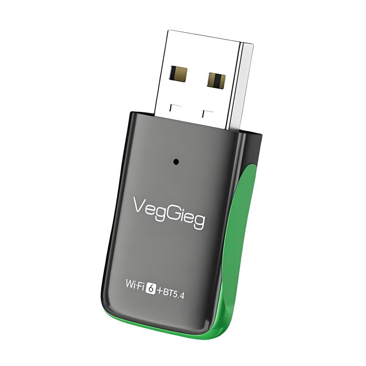 Adaptador USB 2 en 1 WiFi 6 Bluetooth 5.4 VegGieg de 1100 Mbps, tarjeta de red inalámbrica Gigabit 5G para PC/portátil.