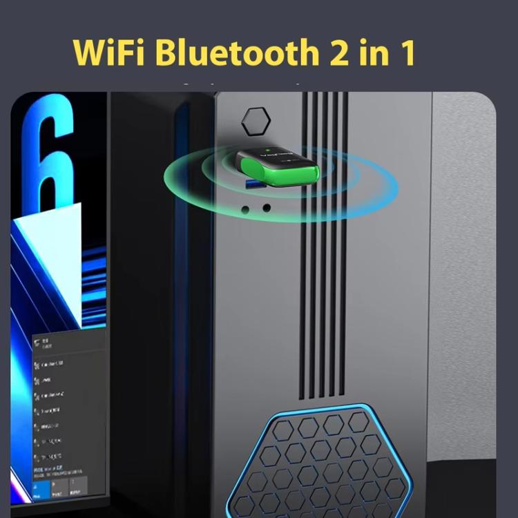 Adaptador USB 2 en 1 WiFi 6 Bluetooth 5.4 VegGieg de 1100 Mbps, tarjeta de red inalámbrica Gigabit 5G para PC/portátil.