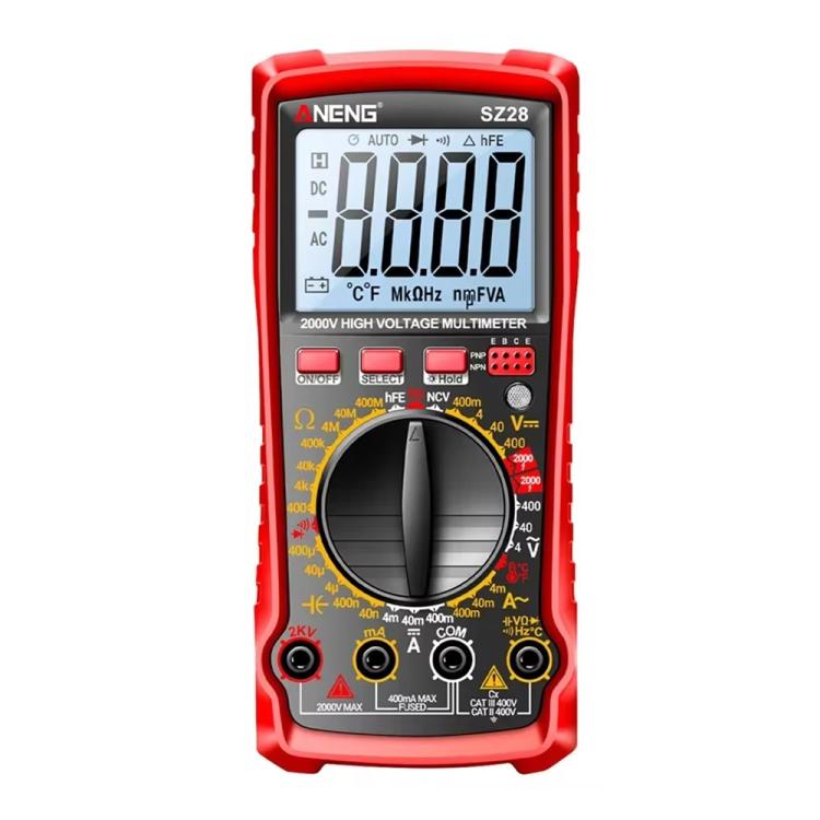 Multímetro digital fotovoltaico de alta precisión y alto voltaje ANENG 2000V, SZ28 Red, SZ28 Black