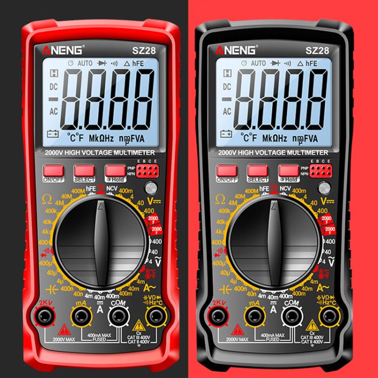 Multímetro digital fotovoltaico de alta precisión y alto voltaje ANENG 2000V, SZ28 Red, SZ28 Black