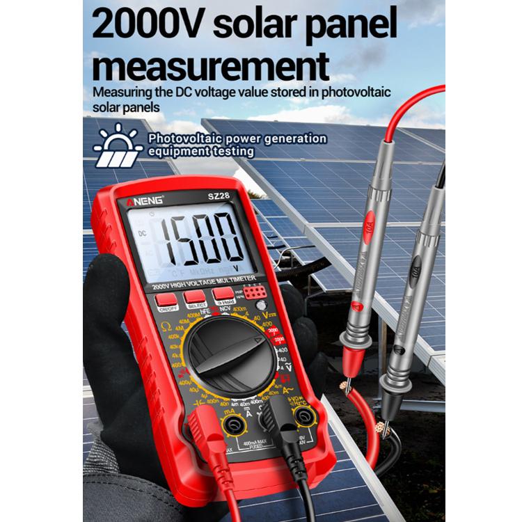 Multímetro digital fotovoltaico de alta precisión y alto voltaje ANENG 2000V, SZ28 Red, SZ28 Black