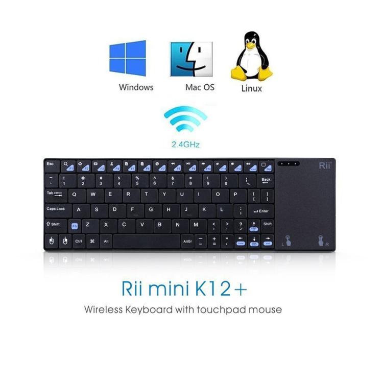 Mini teclado inalámbrico silencioso de 2,4 GHz para ordenador portátil Rii K12+ Office