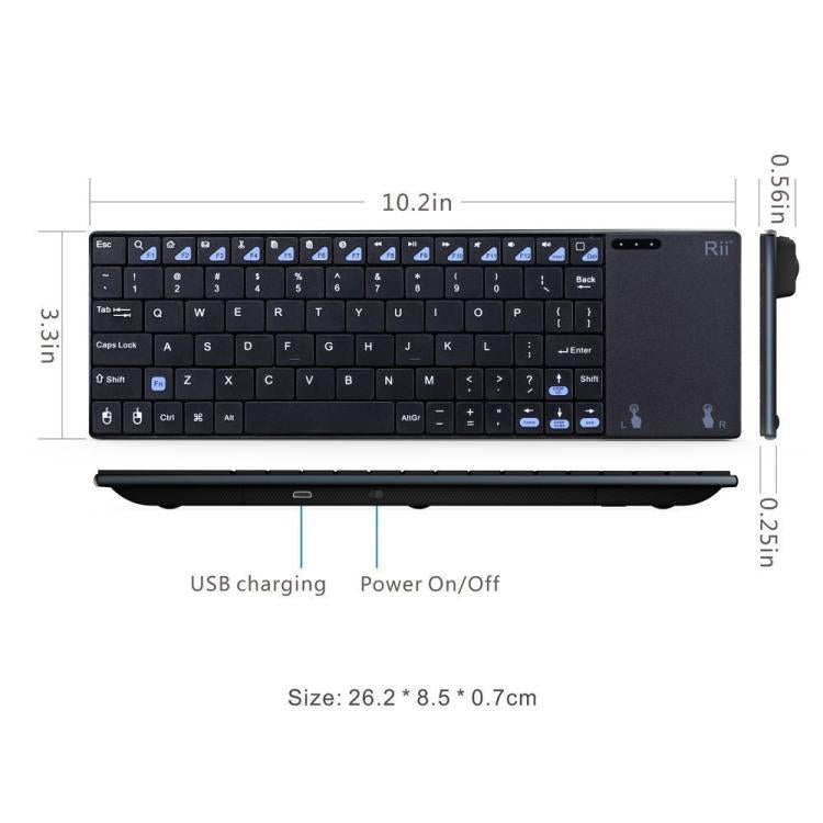 Mini teclado inalámbrico silencioso de 2,4 GHz para ordenador portátil Rii K12+ Office