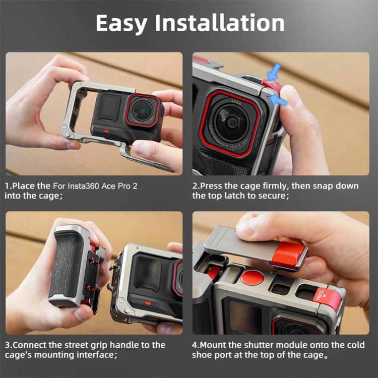 Para Insta360 Ace Pro 2 / Ace Pro Flymile Xplorer Grip Kit, empuñadura para fotografía callejera, estuche metálico, Xplorer Grip