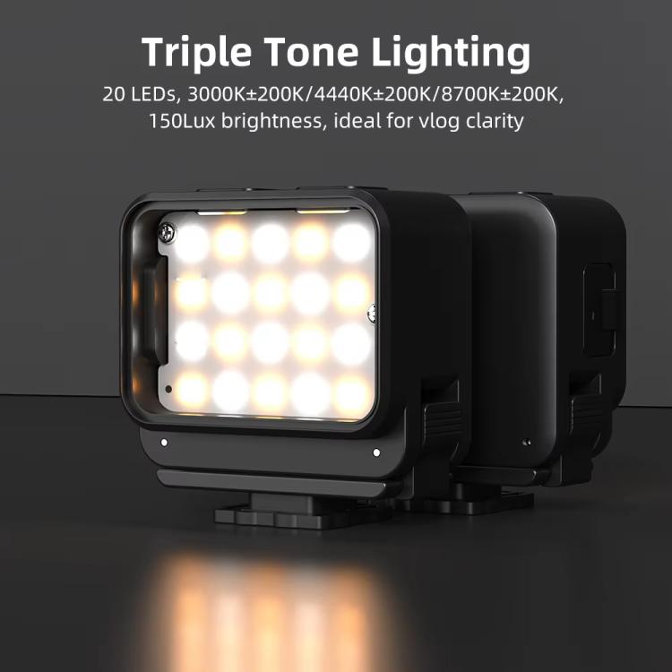 Luz de relleno magnética Flymile de 20 LED recargable para DJI Action 5 Pro/ Action 4, 3000K/4440K/8700K ajustable., For DJI Action 5 Pro/ Action 4