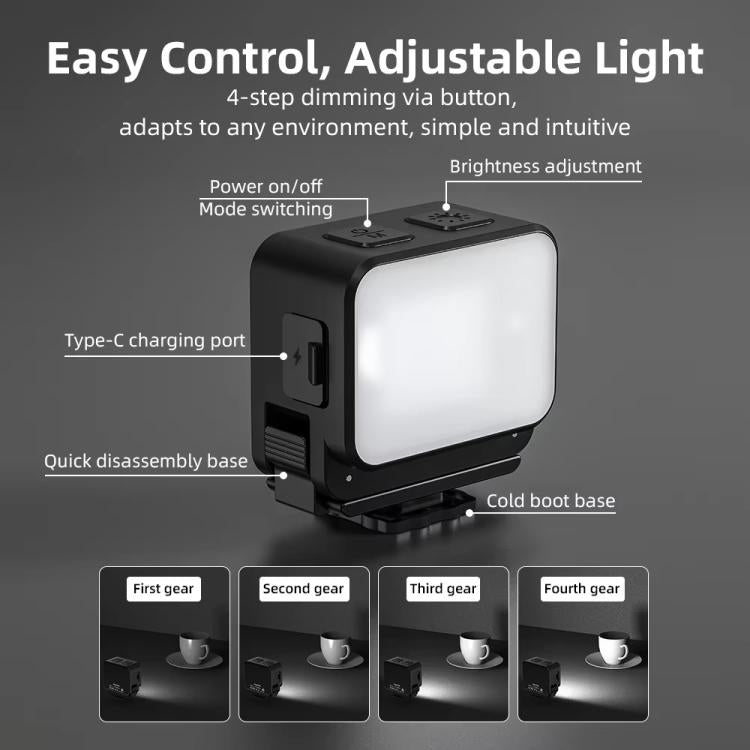 Luz de relleno magnética Flymile de 20 LED recargable para DJI Action 5 Pro/ Action 4, 3000K/4440K/8700K ajustable., For DJI Action 5 Pro/ Action 4