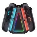 Base de carga triangular 4 en 1 con luz RGB para 2 mandos Joy-Con de Nintendo Switch, S219