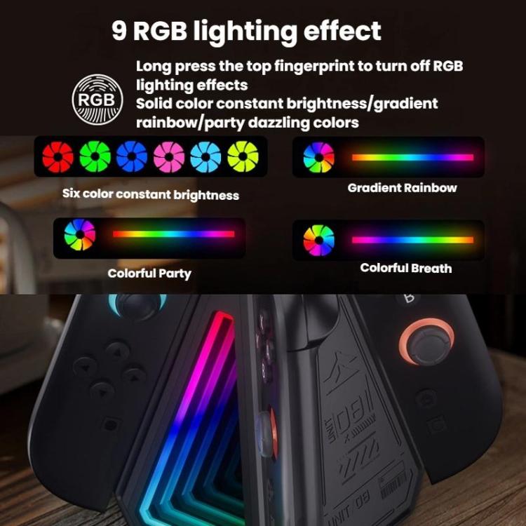 Base de carga triangular 4 en 1 con luz RGB para 2 mandos Joy-Con de Nintendo Switch, S219