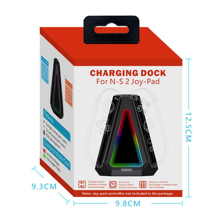 Base de carga triangular 4 en 1 con luz RGB para 2 mandos Joy-Con de Nintendo Switch, S219