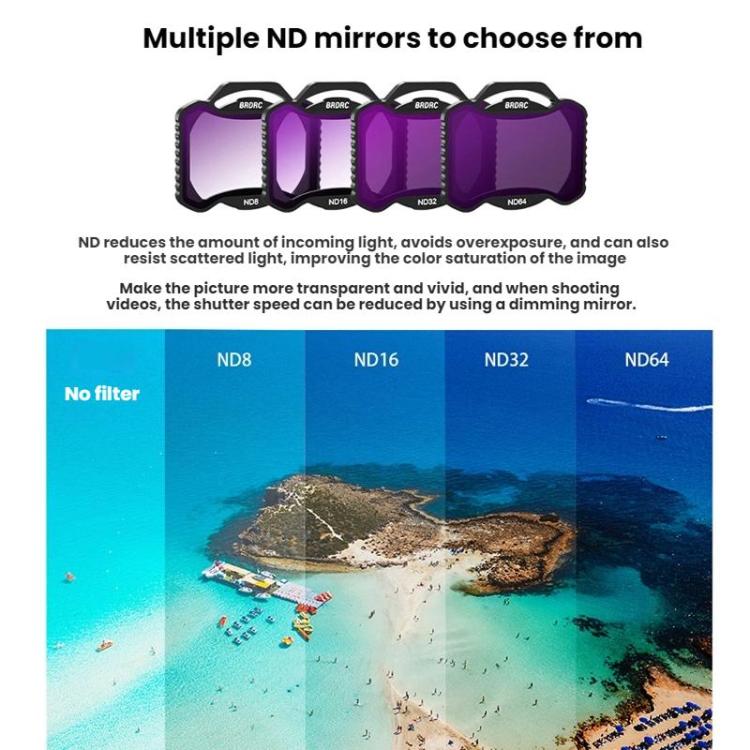 Accesorios para filtros con marco de aluminio BRDRC para DJI Avata 2, CPL, ND16, ND32, UV+CPL+ND16, ND8+ND16+ND32, ND8+ND16+ND32+ND64